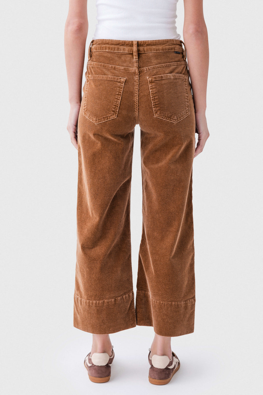 Risen Maple High Rise Crop Wide Hem Wideleg Corduroy Jeans