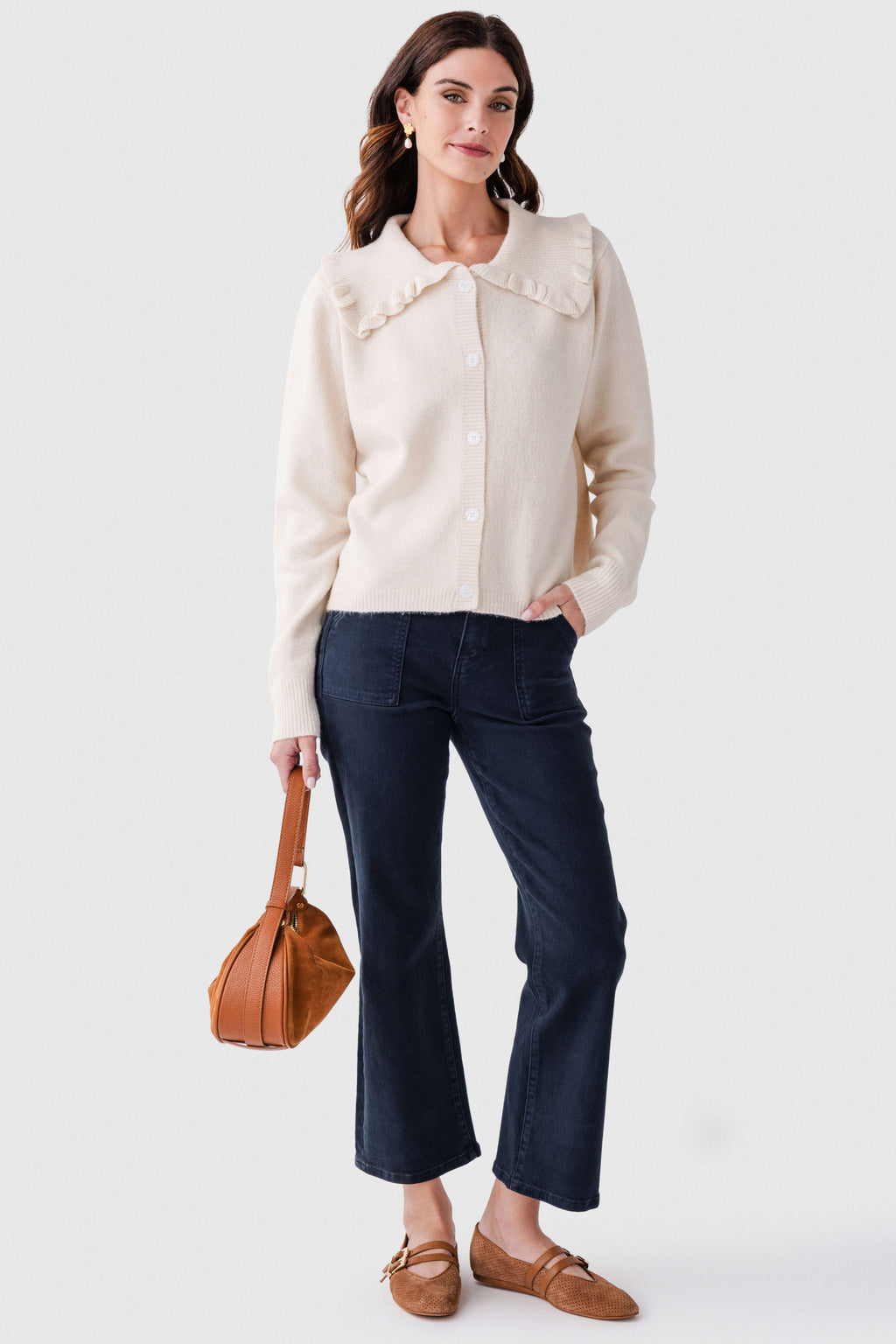 Wishlist Ruffle Peter Pan Collar Cardigan