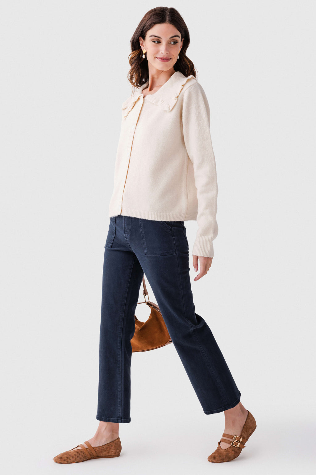 Wishlist Ruffle Peter Pan Collar Cardigan