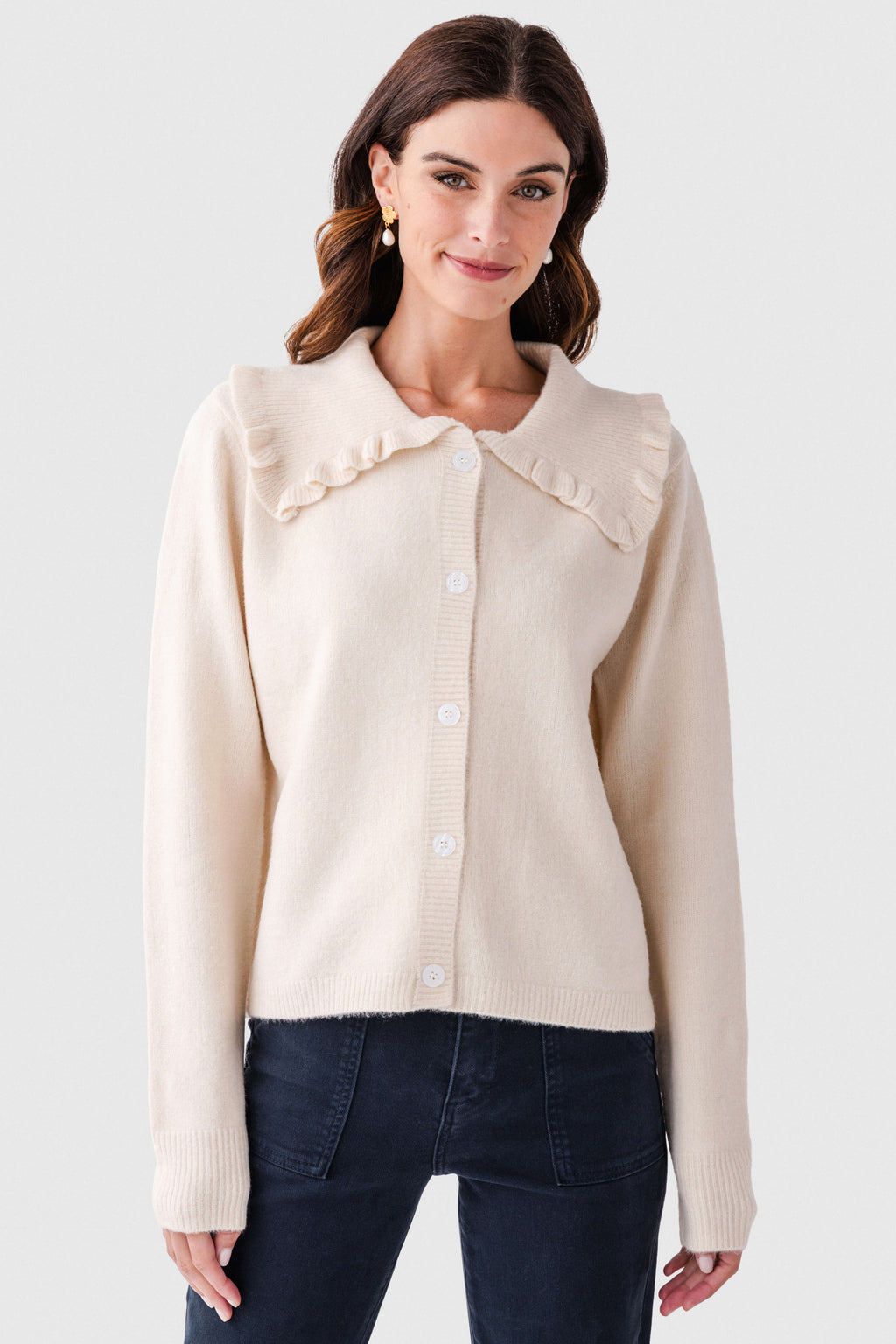 Wishlist Ruffle Peter Pan Collar Cardigan