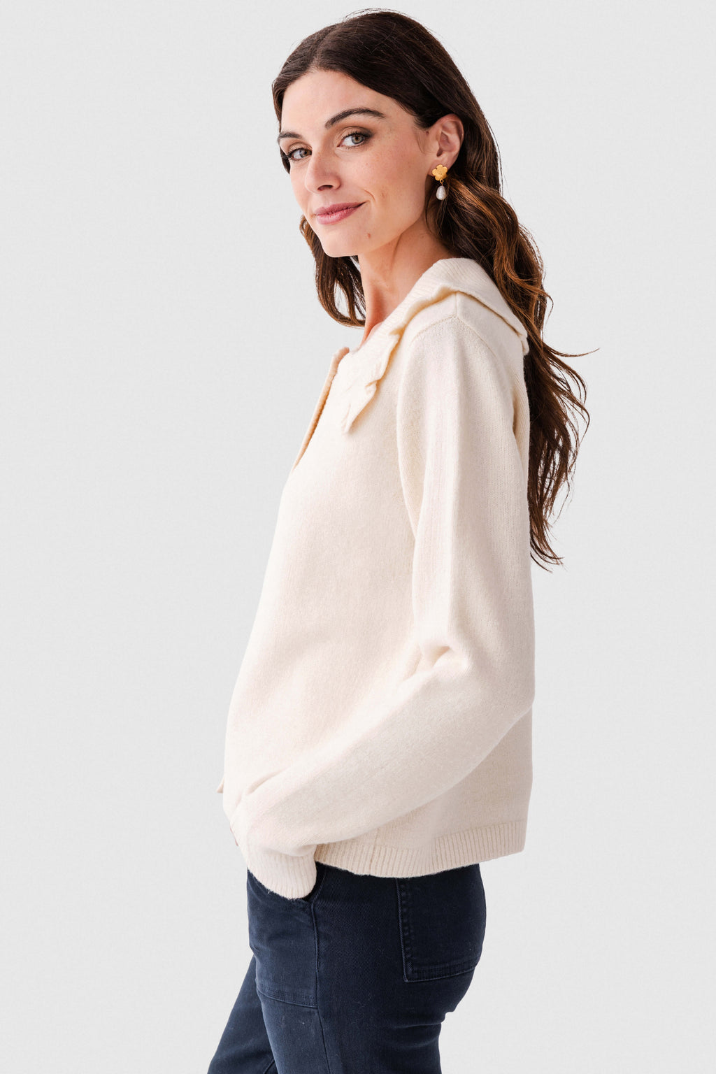 Wishlist Ruffle Peter Pan Collar Cardigan