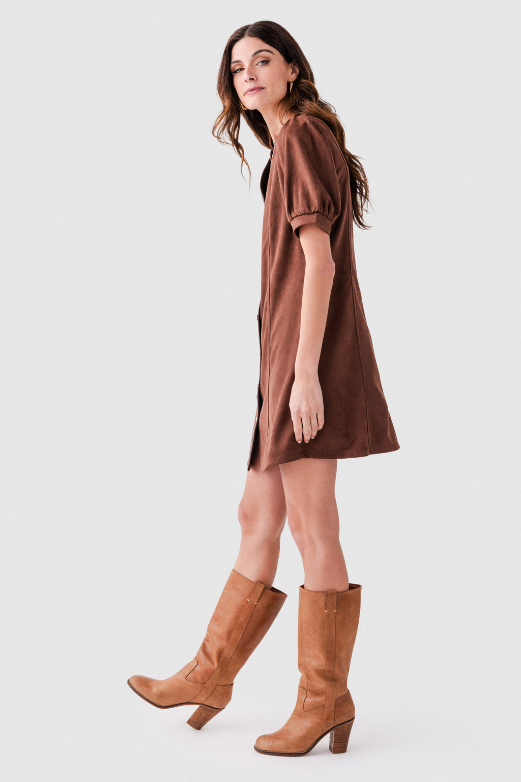 THML Suede Button Up Dress