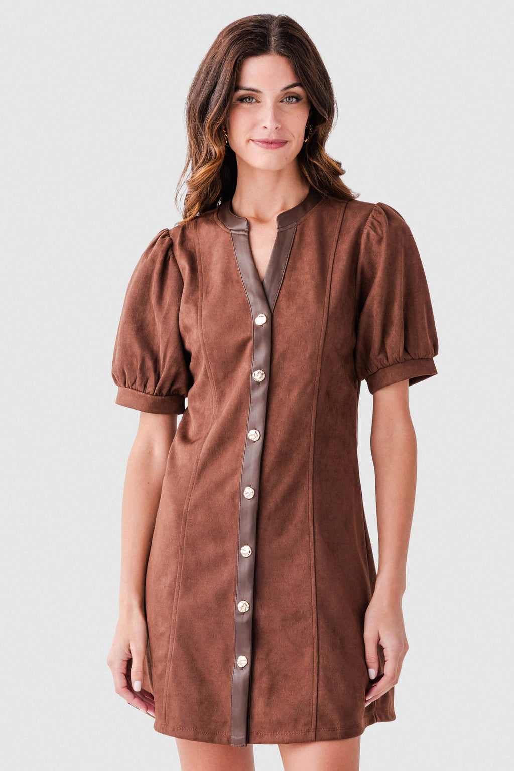 THML Suede Button Up Dress