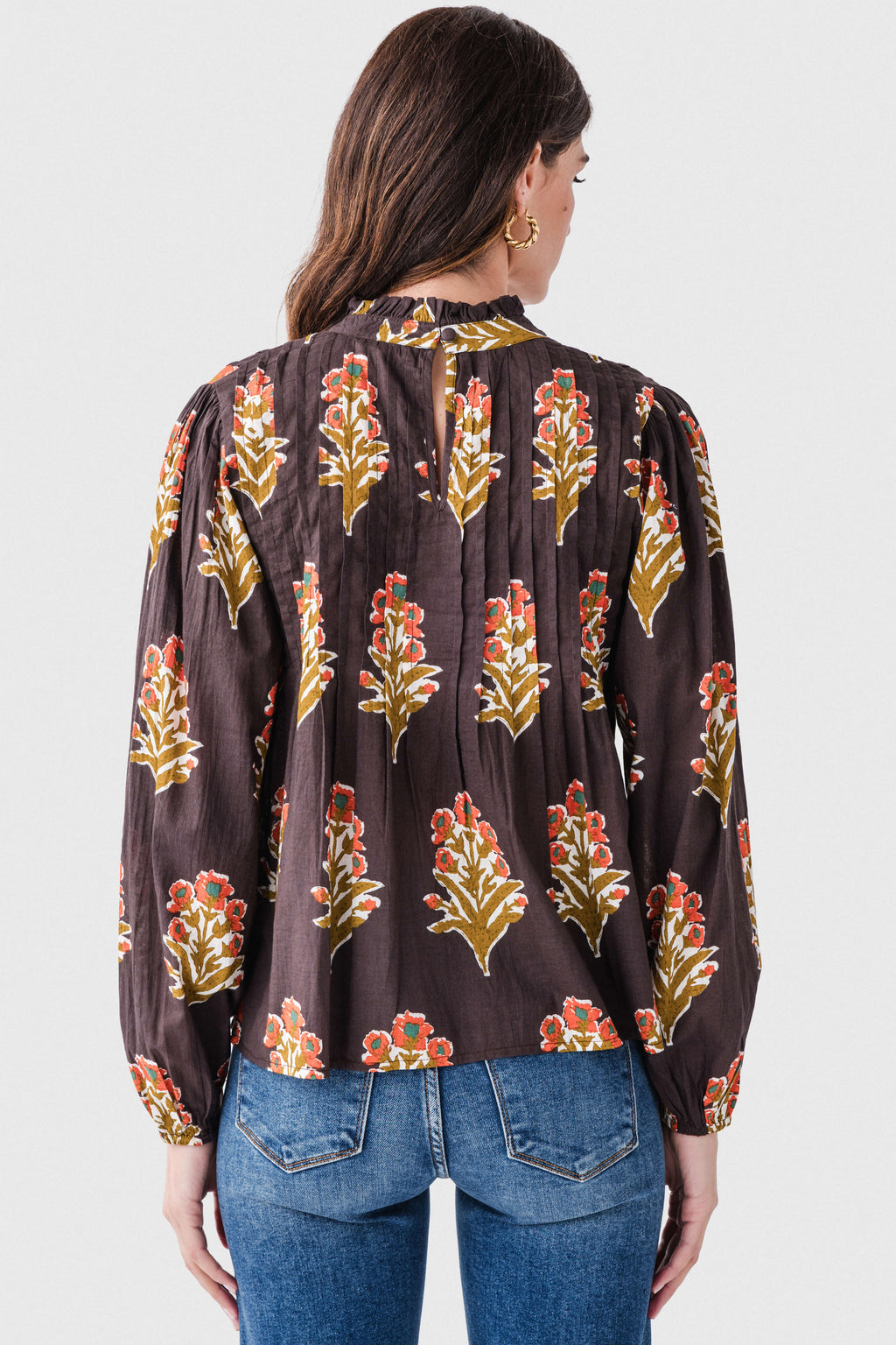 THML Block Print Pleated L/S Top
