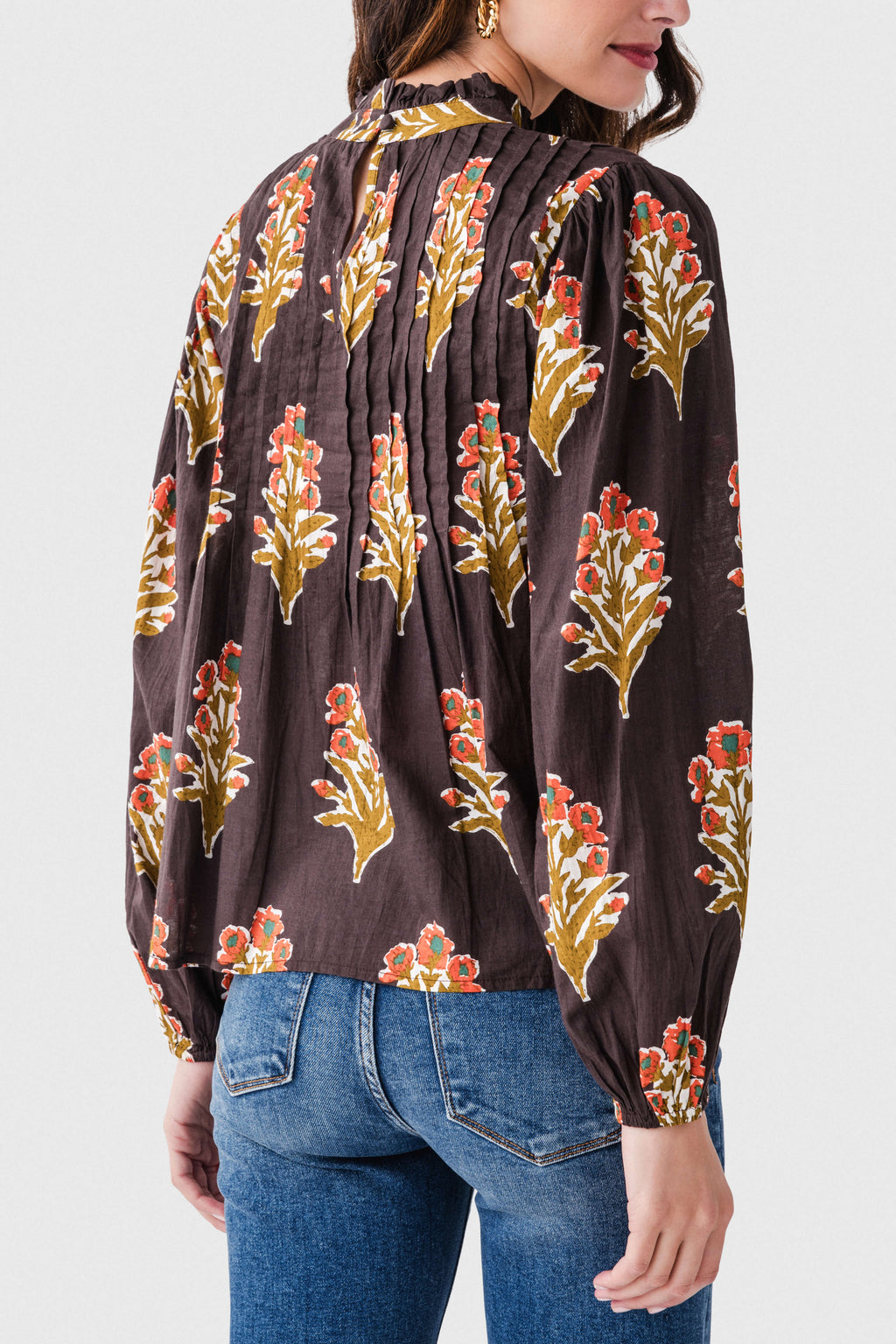 THML Block Print Pleated L/S Top