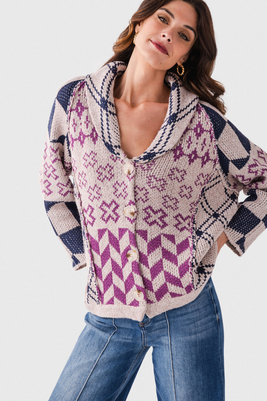 Hem & Thread Speckled Button Down Cardigan