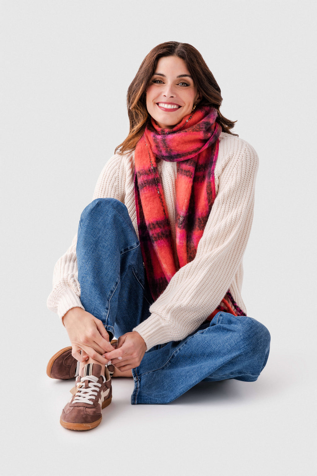 Free People Highland Plaid Skinny Scarf