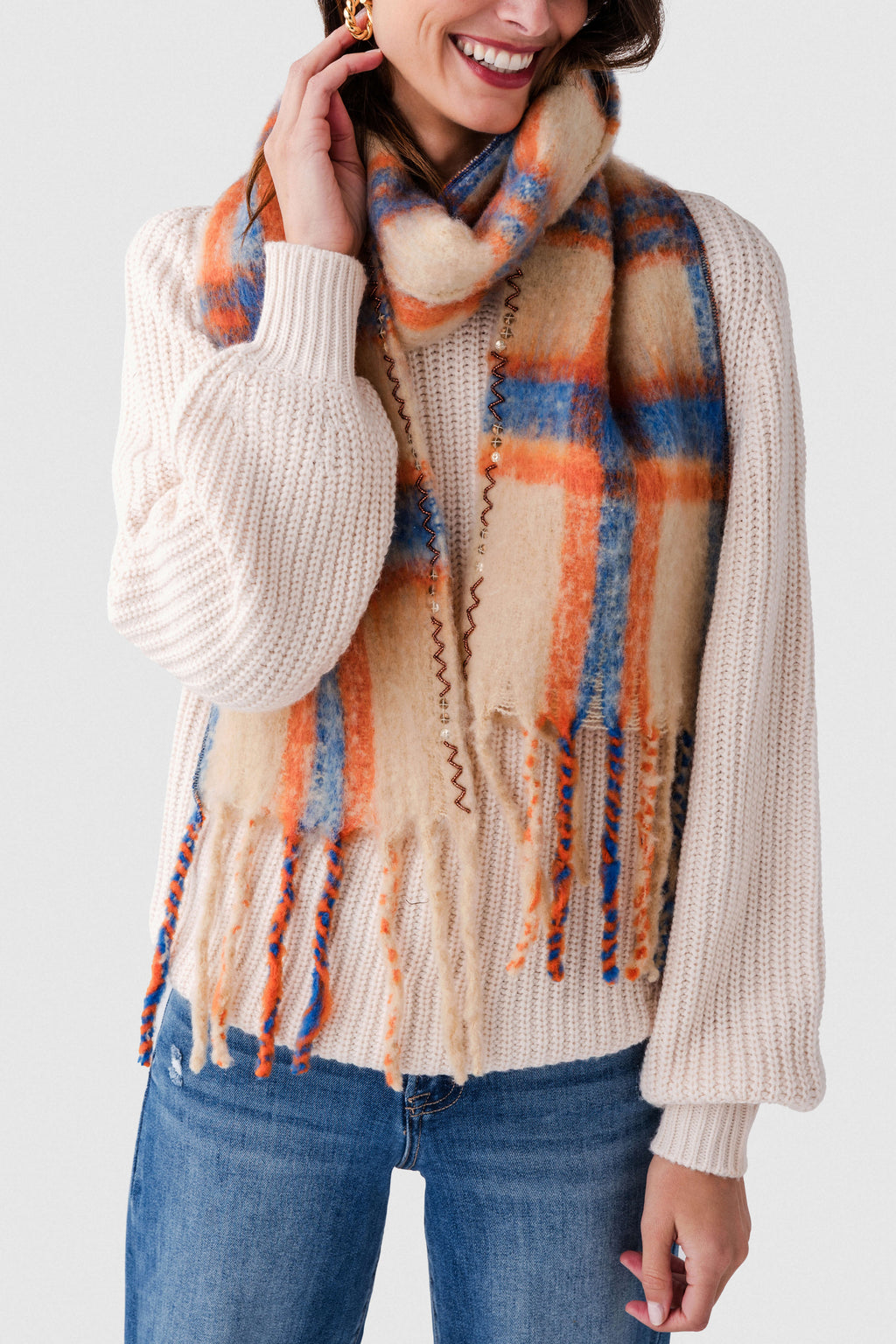 Free People Highland Plaid Skinny Scarf