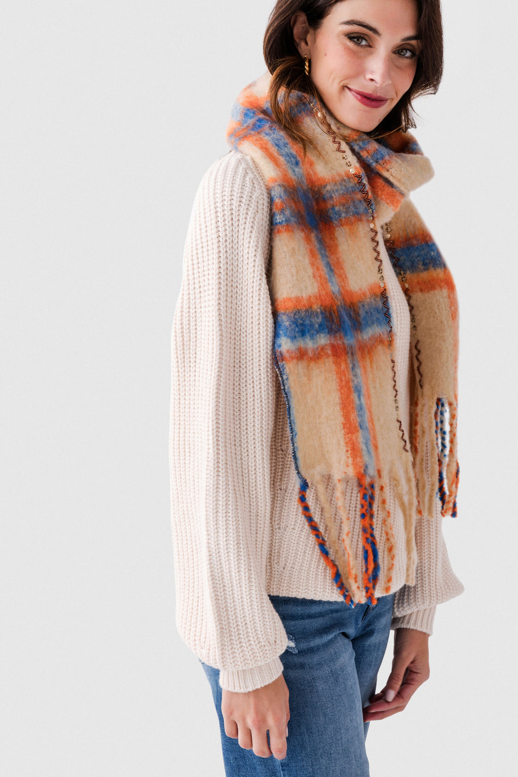 Free People Highland Plaid Skinny Scarf