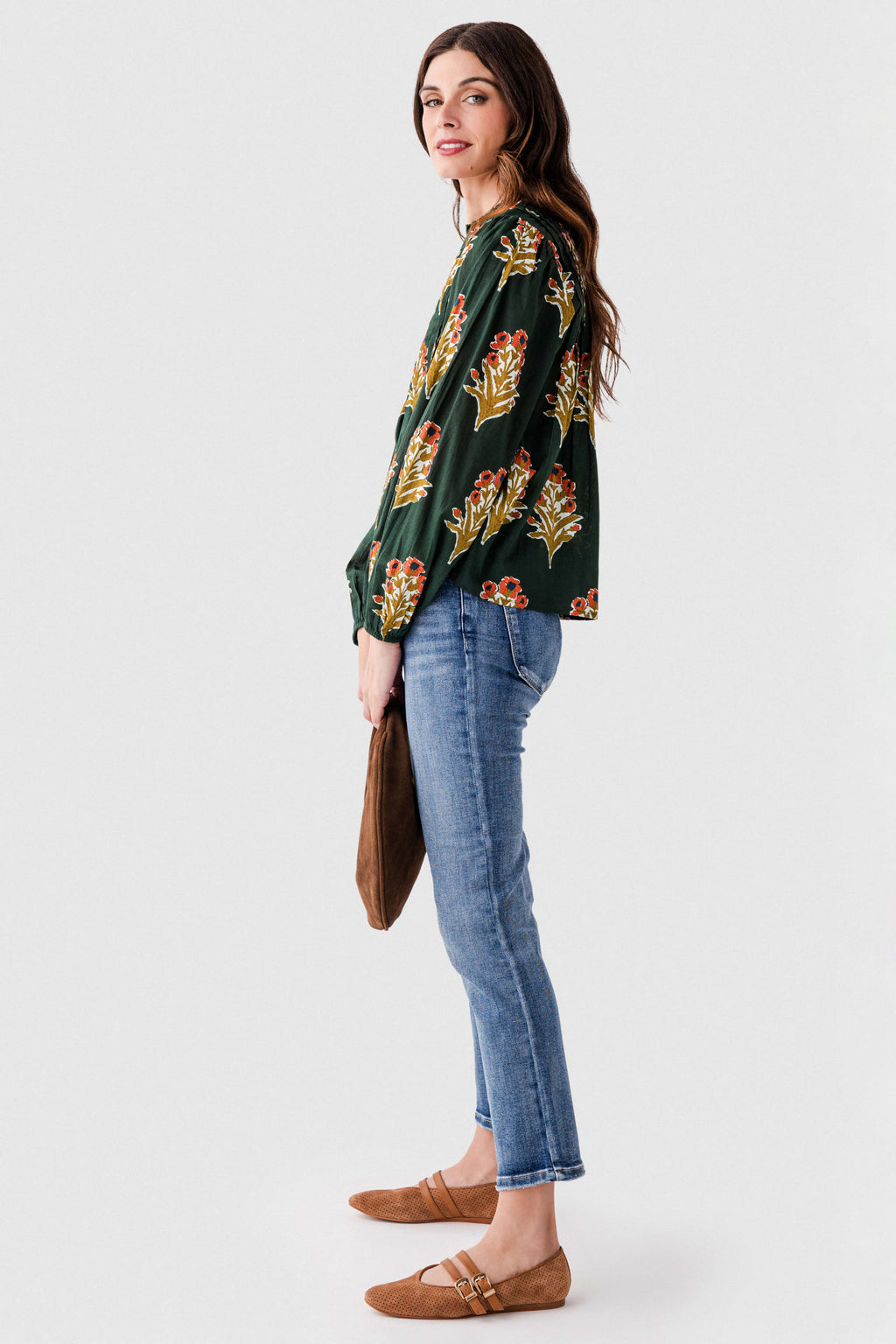 THML Block Print Pleated L/S Top