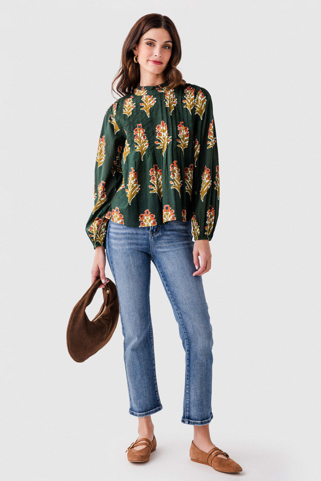 THML Block Print Pleated L/S Top