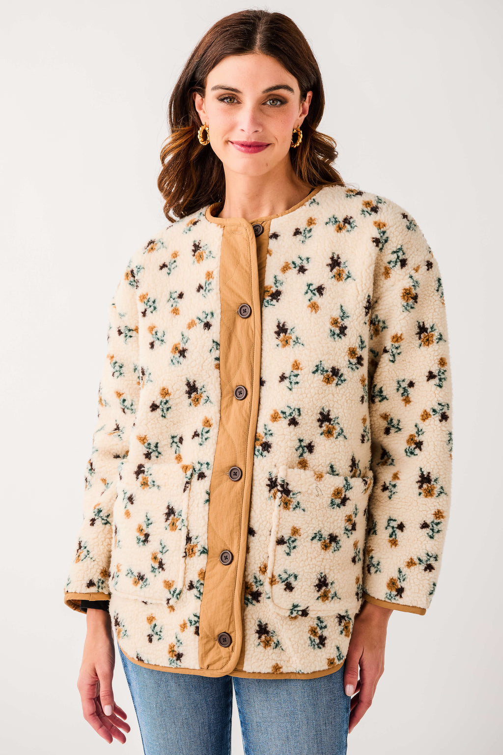 RD Style Sophia Sherpa Button Front Jacket
