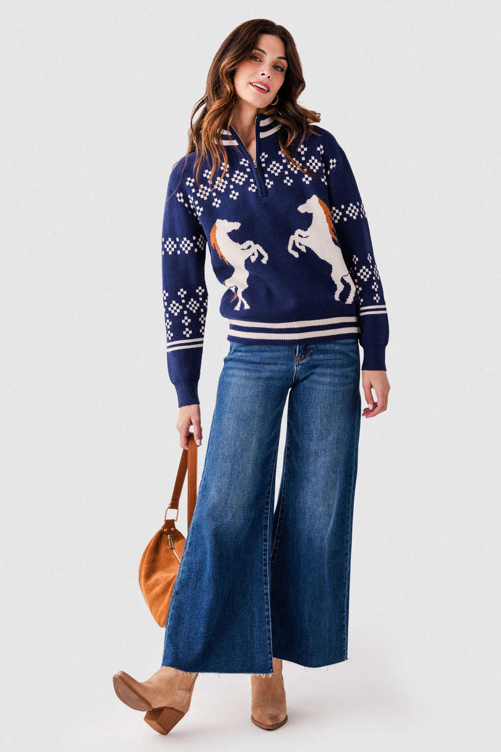 THML Horse Novelty 1/2 Zip Sweater