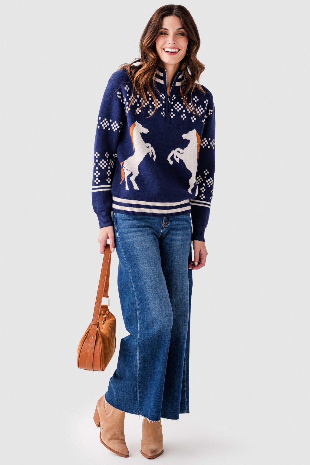 THML Horse Novelty 1/2 Zip Sweater