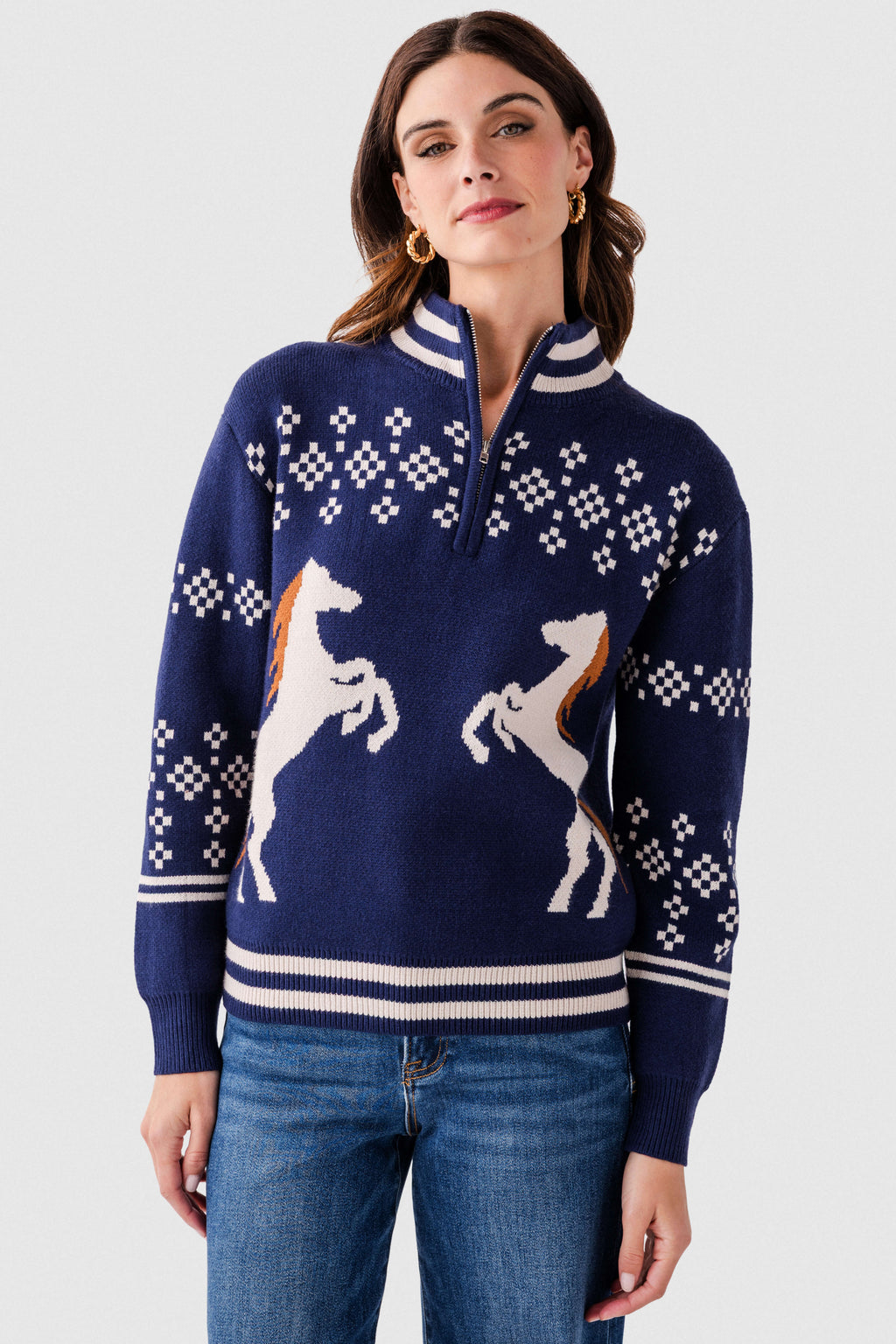 THML Horse Novelty 1/2 Zip Sweater
