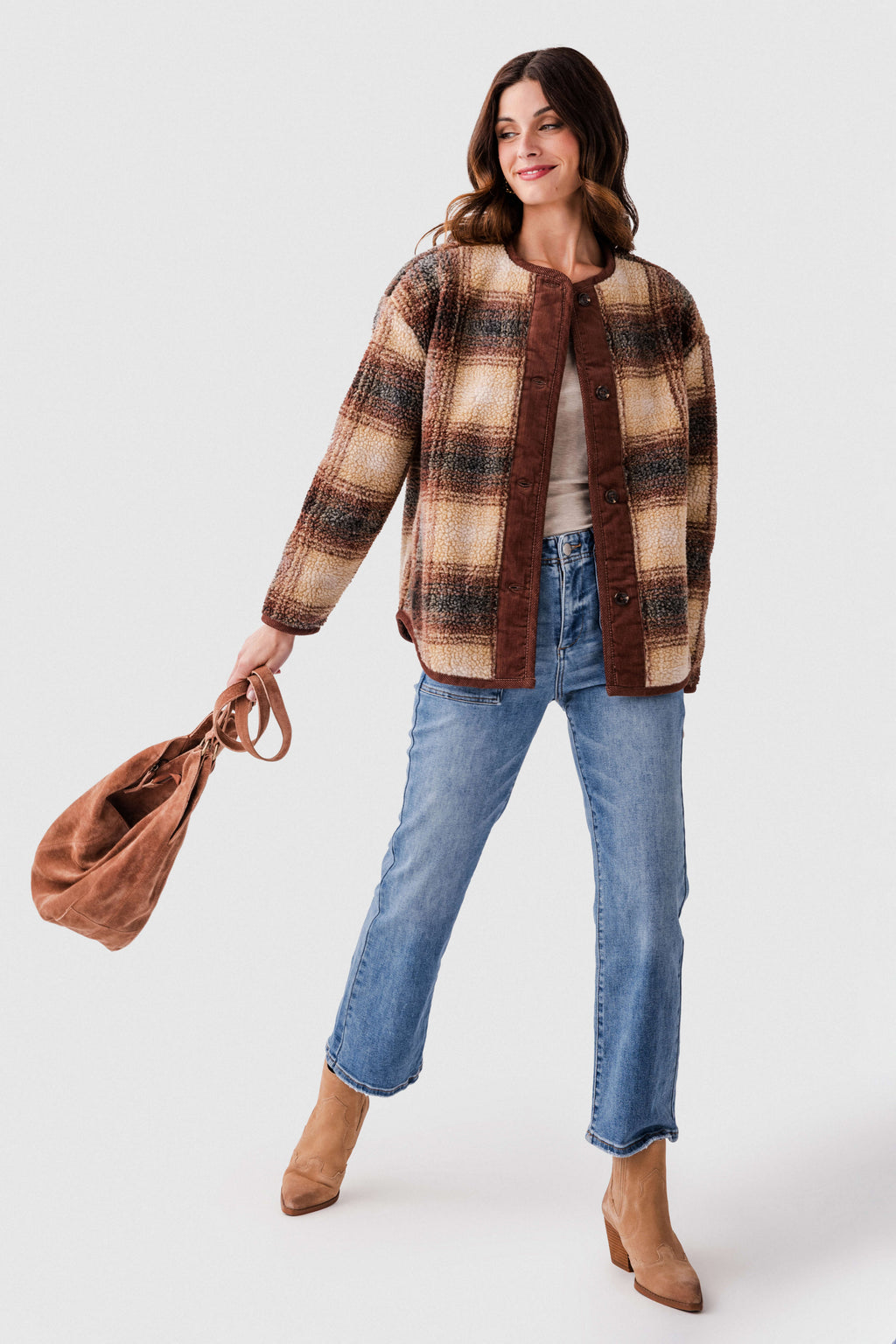 RD Style Sophie Sherpa & Cord Trim Jacket