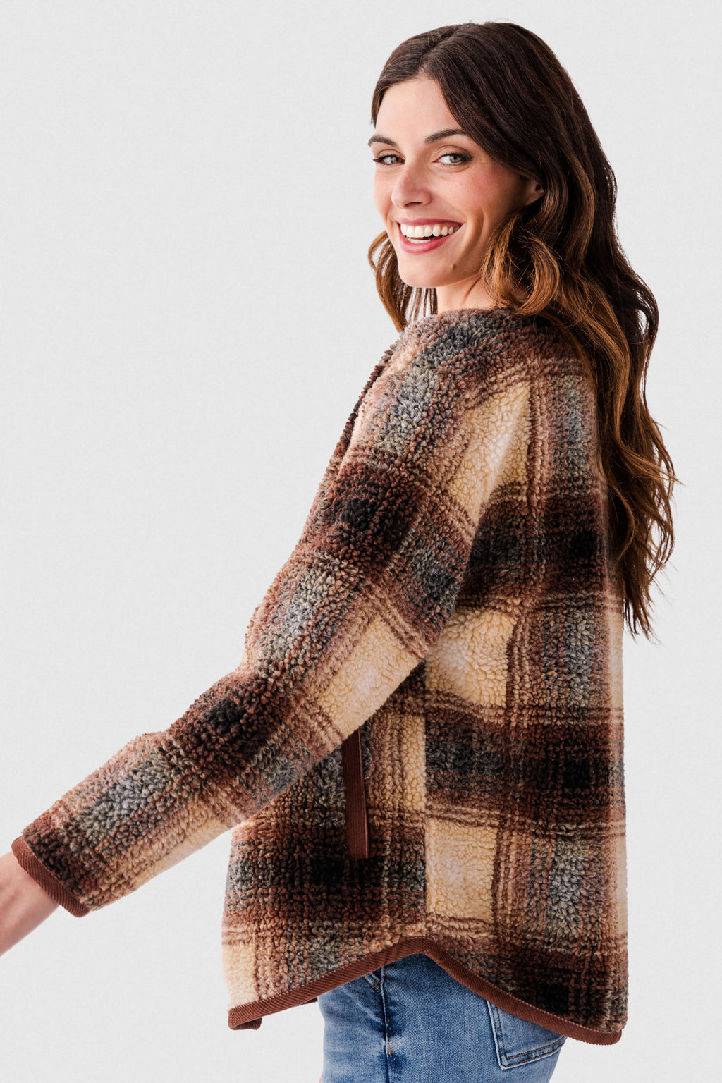 RD Style Sophie Sherpa & Cord Trim Jacket