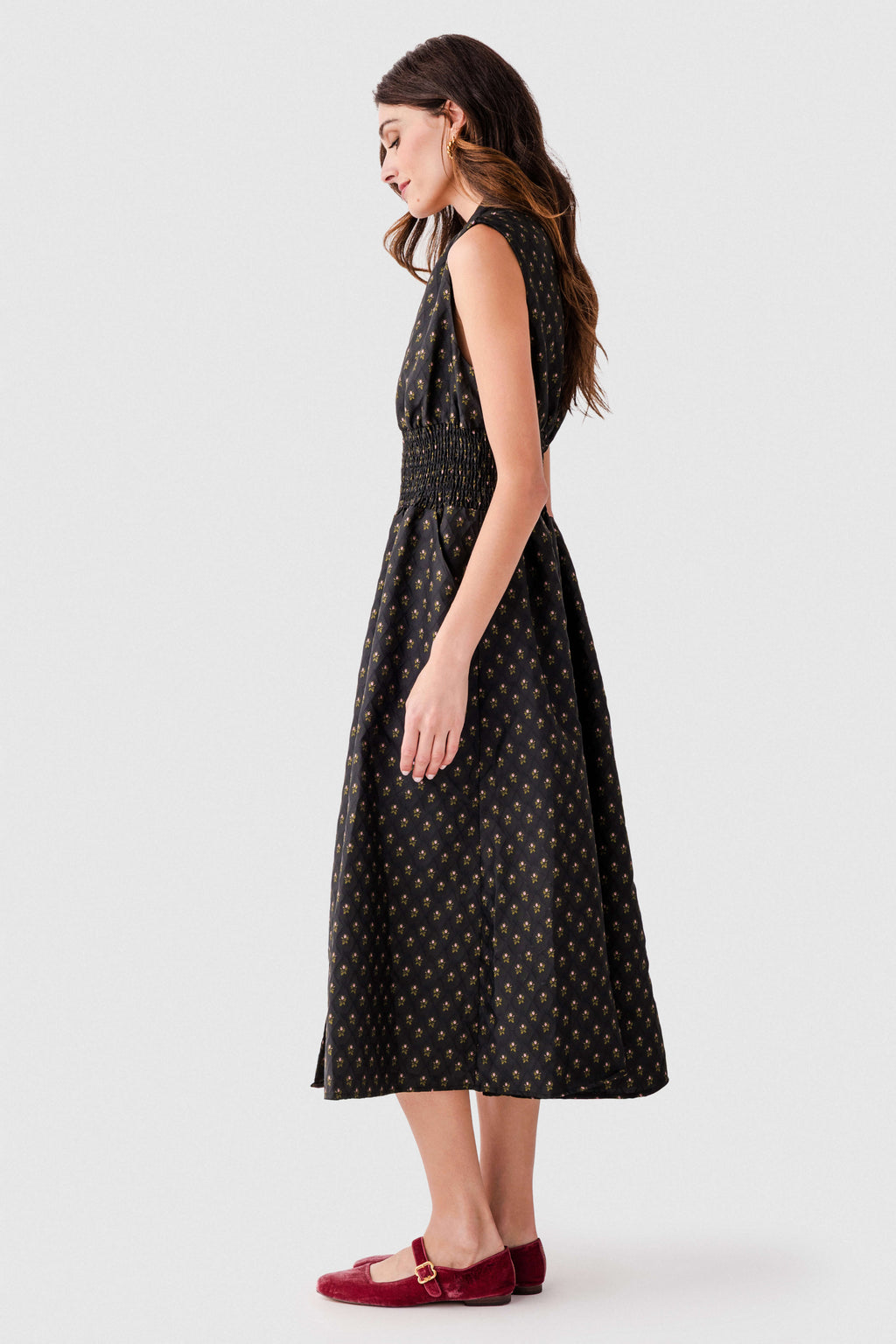 Fate V neckline Front Zip Midi Dress