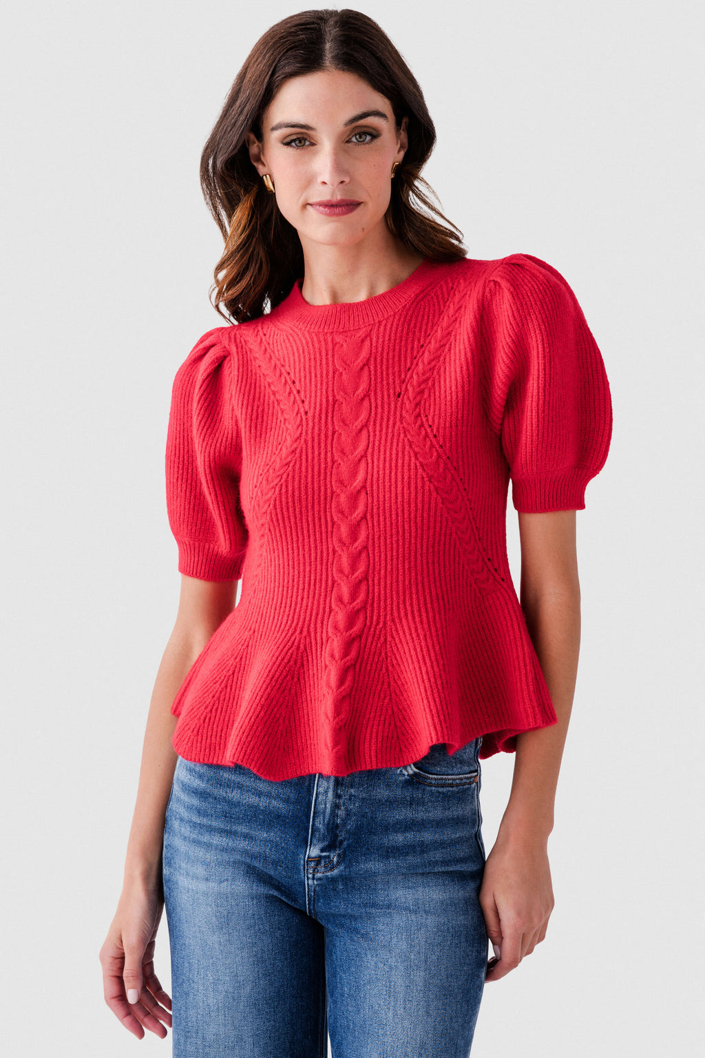 Strut & Bolt Flared Puff Sleeve Knit Top
