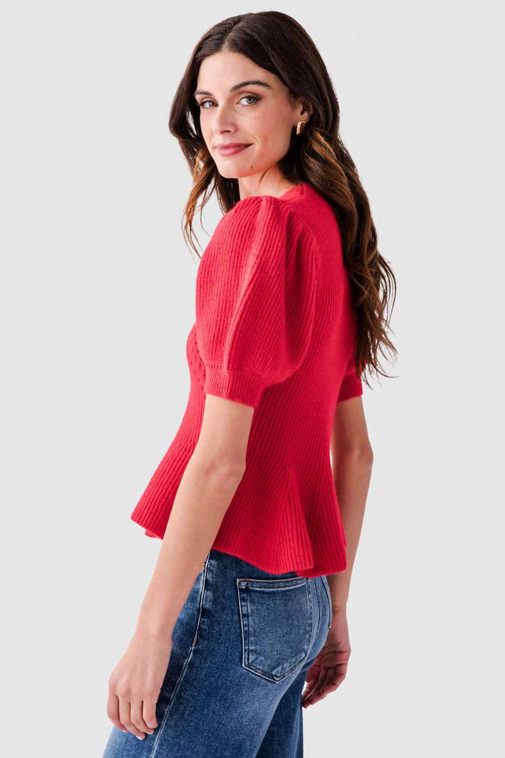 Strut & Bolt Flared Puff Sleeve Knit Top