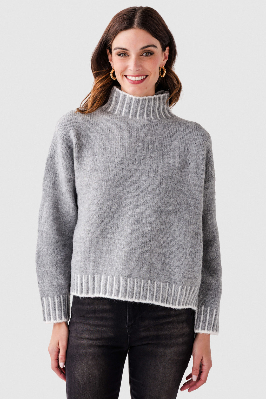 Elan Stitching Detail Turtleneck