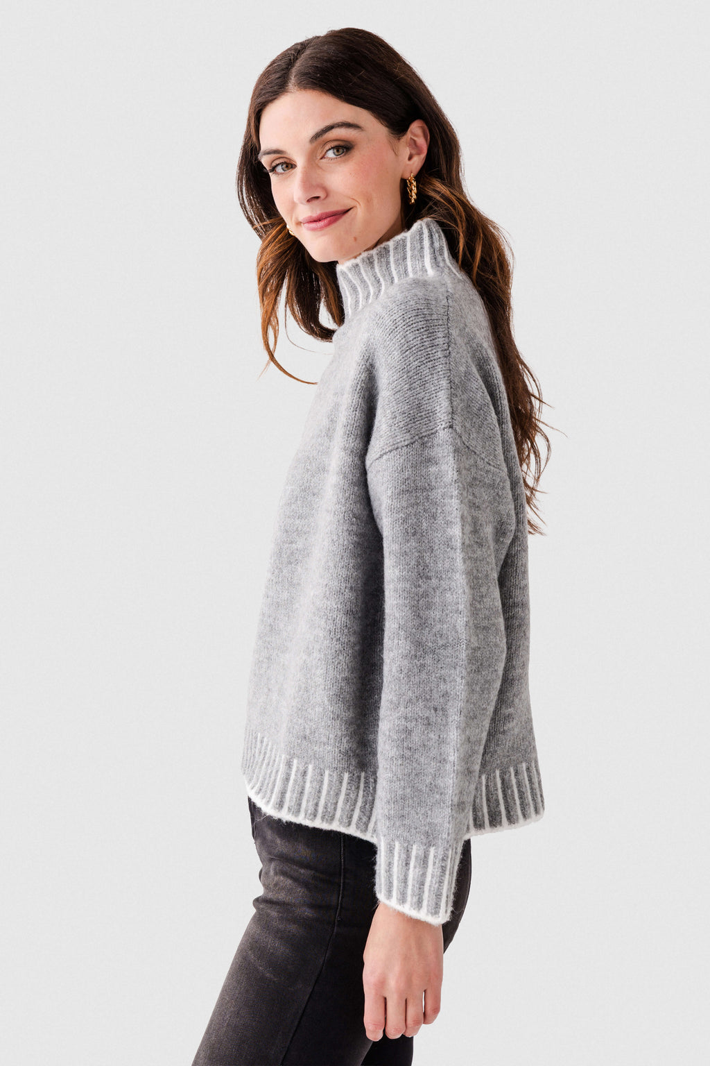 Elan Stitching Detail Turtleneck