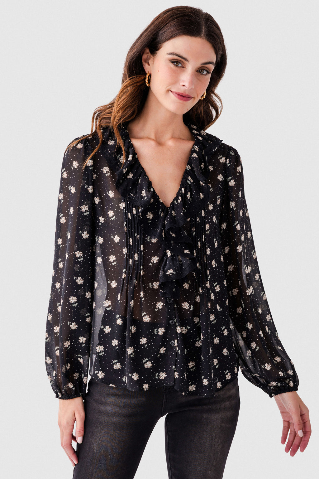 By Together Floral Print Ruffle Top