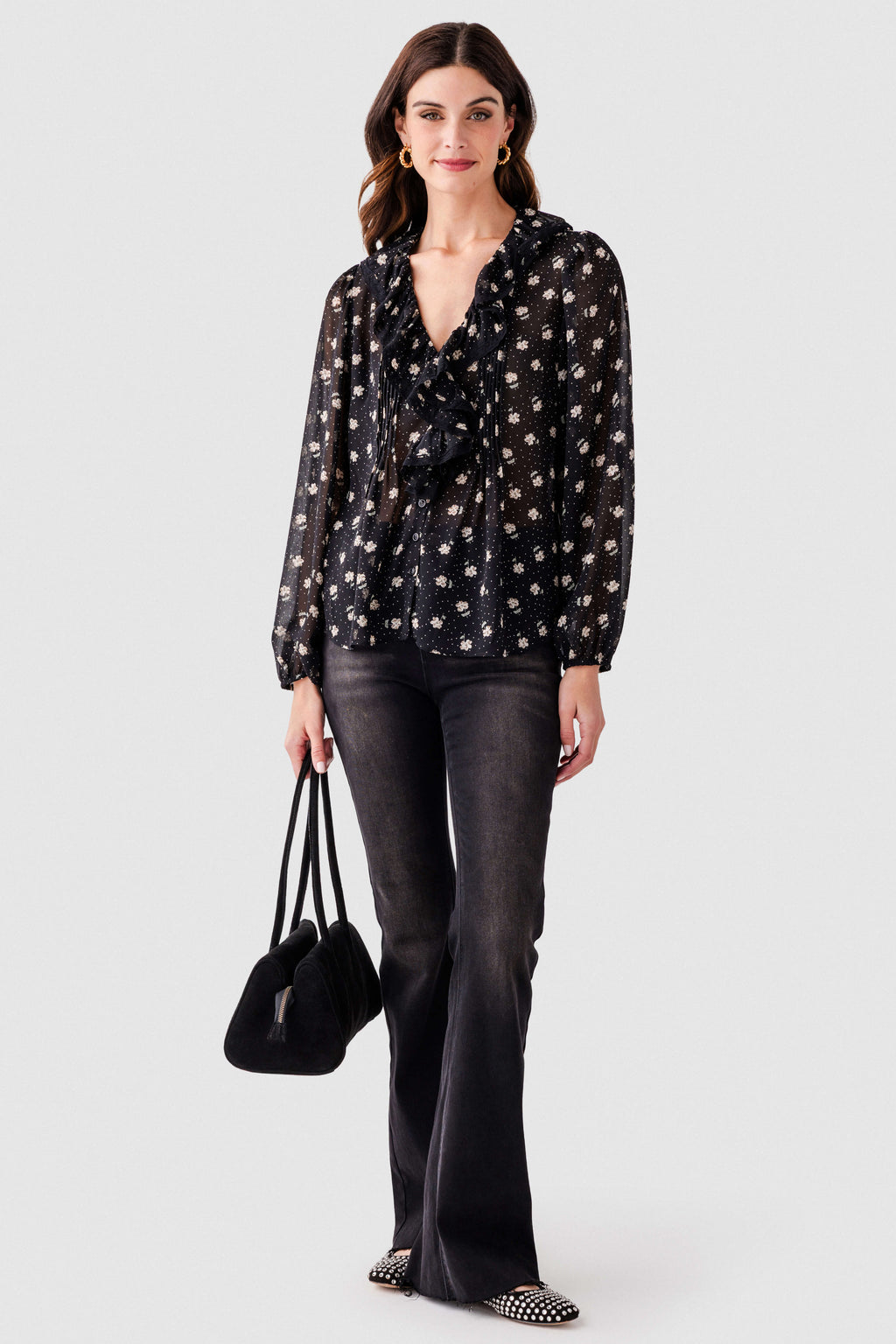 By Together Floral Print Ruffle Top