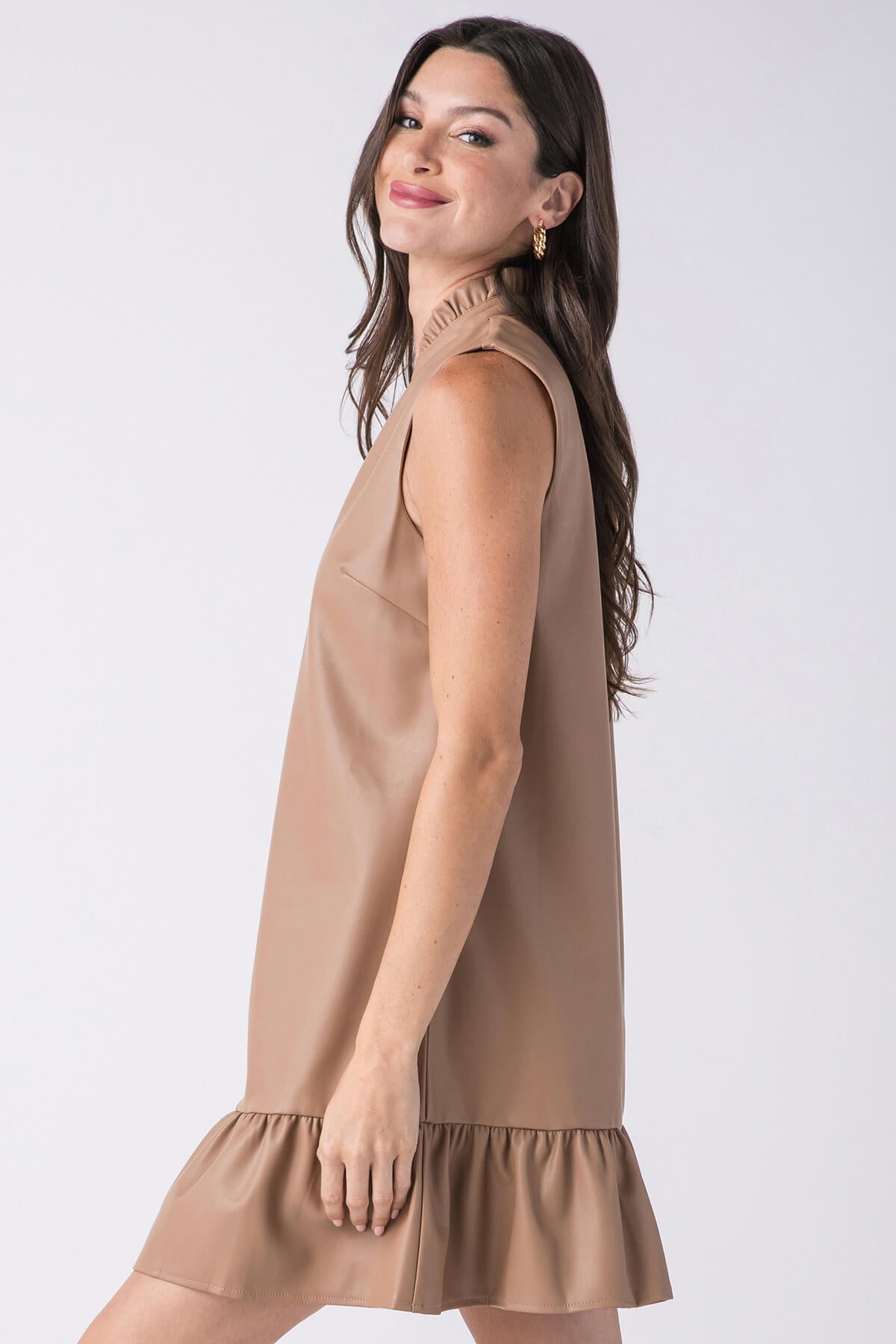 leather sleeveless dress Tay Faux Leather Sleeveless Midi Dress Girls Will Be Girls