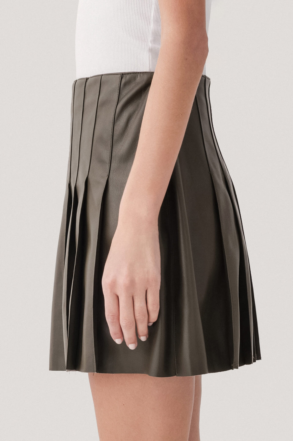 THML Faux Leather Pleated Mini Skirt
