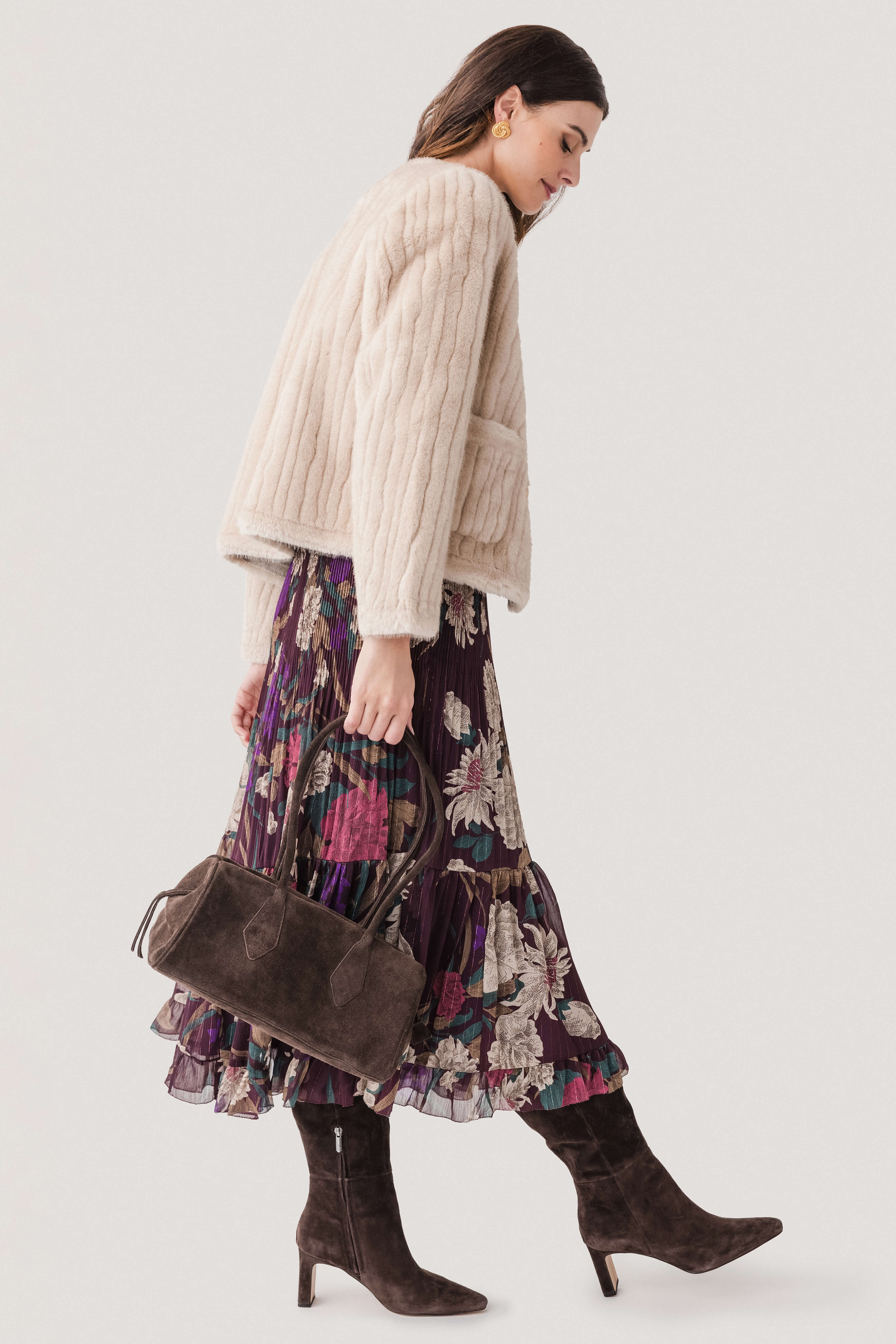 Current Air Floral Surplice Pleated Maxi Dress