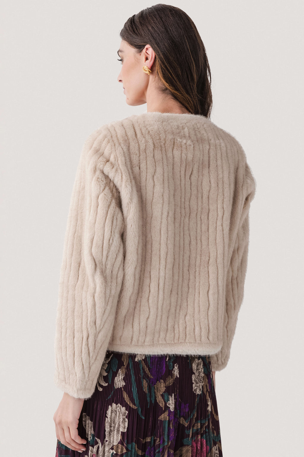 Molly Bracken Faux Fur Gold Button Jacket