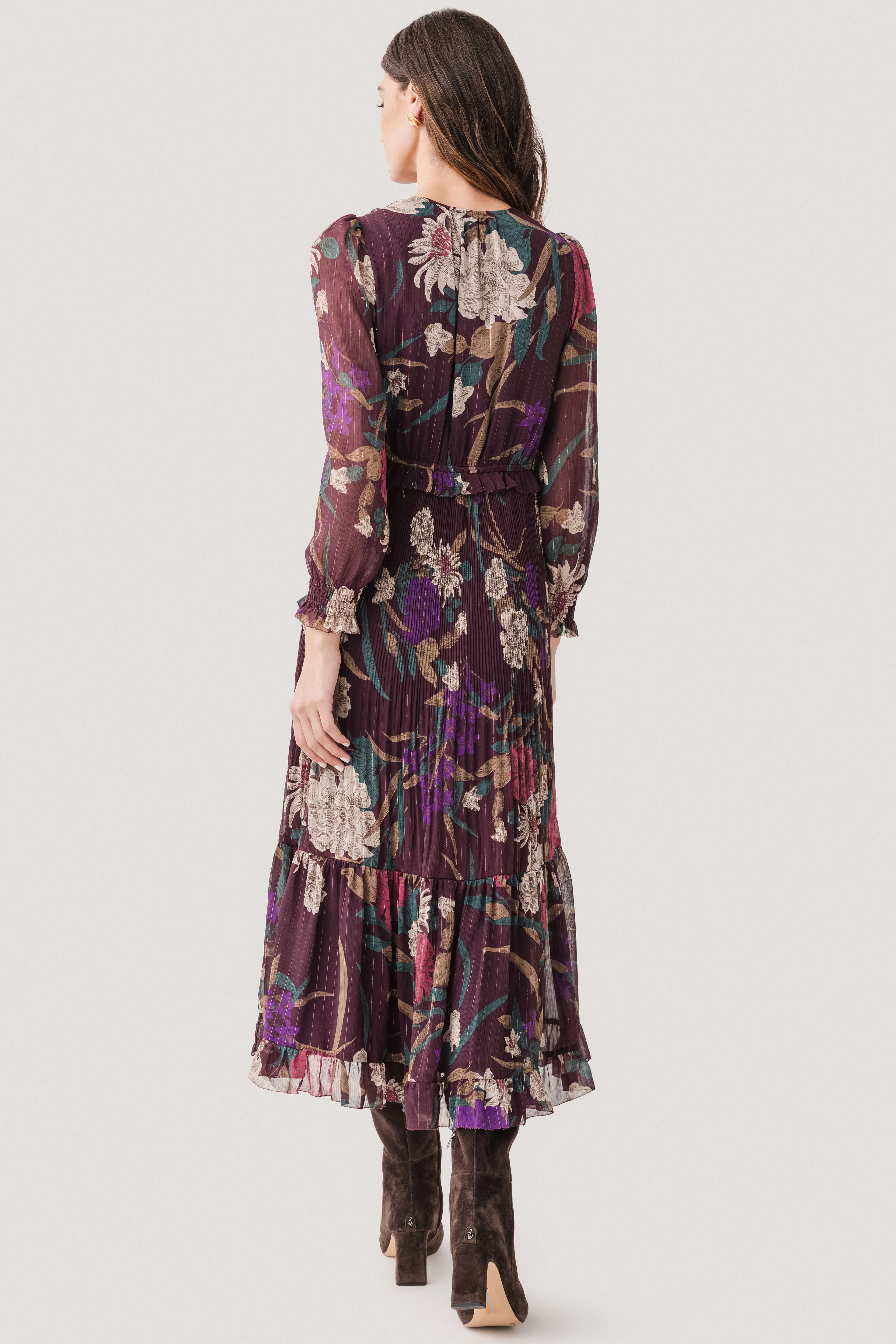 Current Air Floral Surplice Pleated Maxi Dress