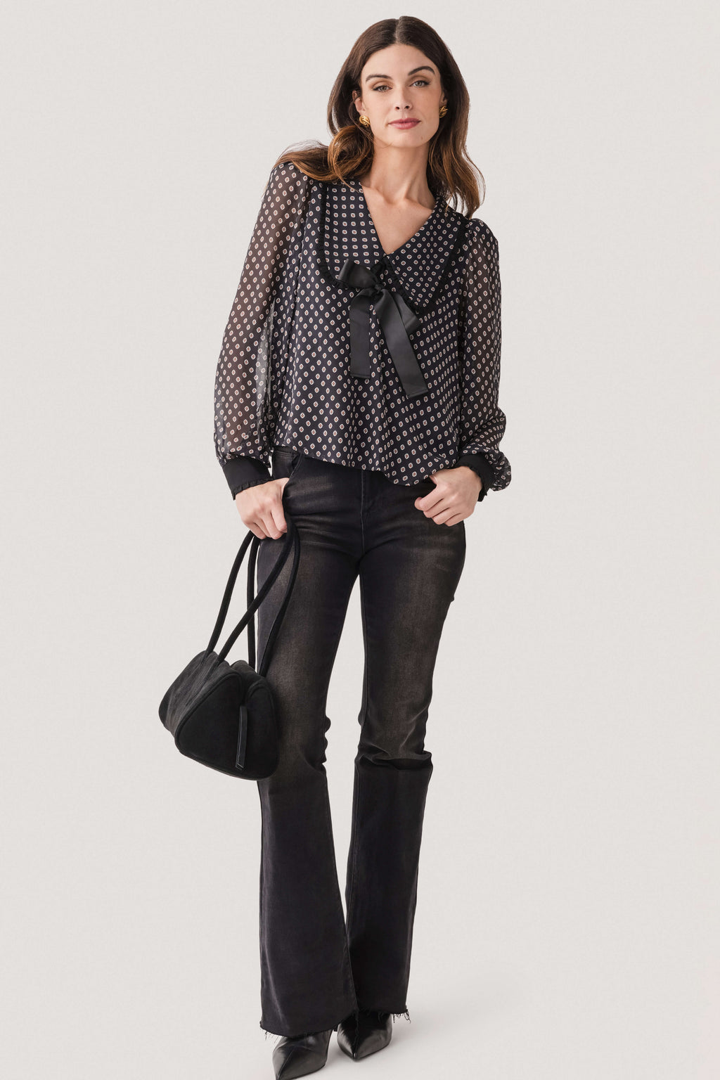 Fate Tie Front Chiffon Printed Top