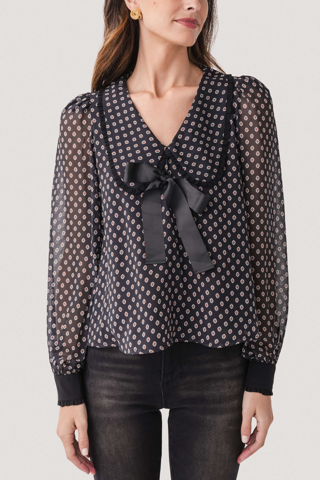 Fate Tie Front Chiffon Printed Top