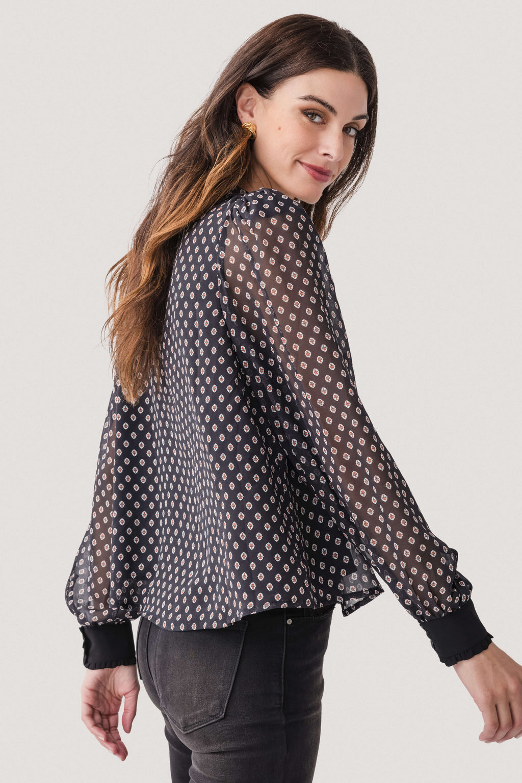 Fate Tie Front Chiffon Printed Top