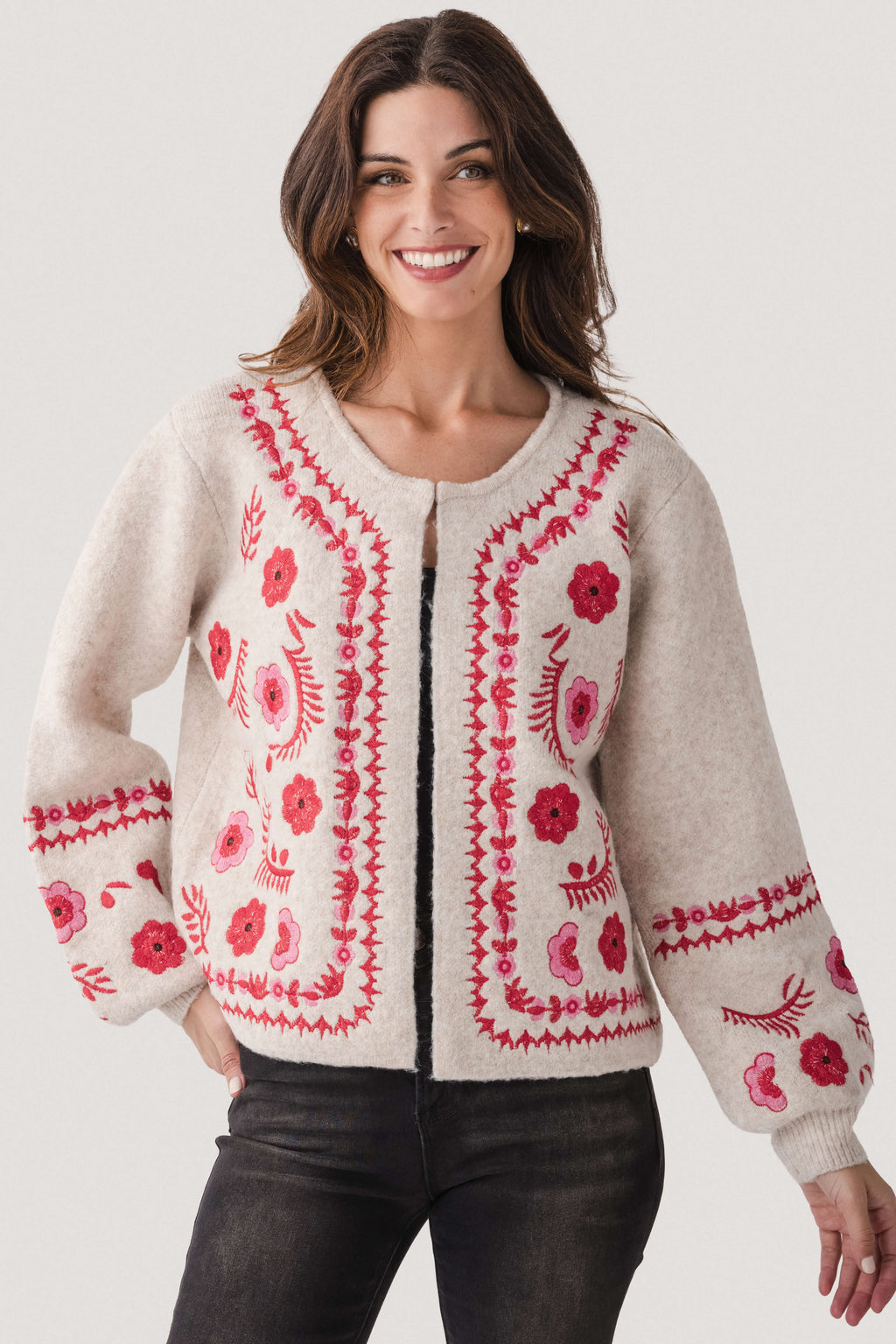 Strut & Bolt Embroidered Knit Cardigan