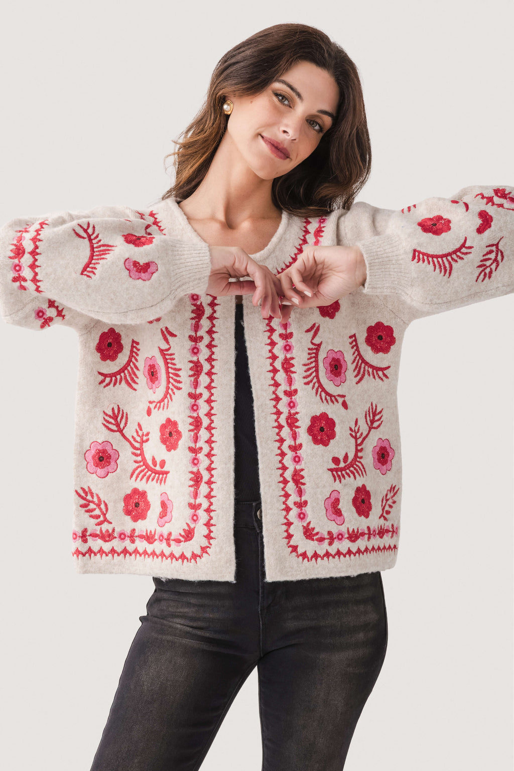 Strut & Bolt Embroidered Knit Cardigan
