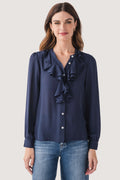 Molly Bracken Ruffle Neck Button Up Top