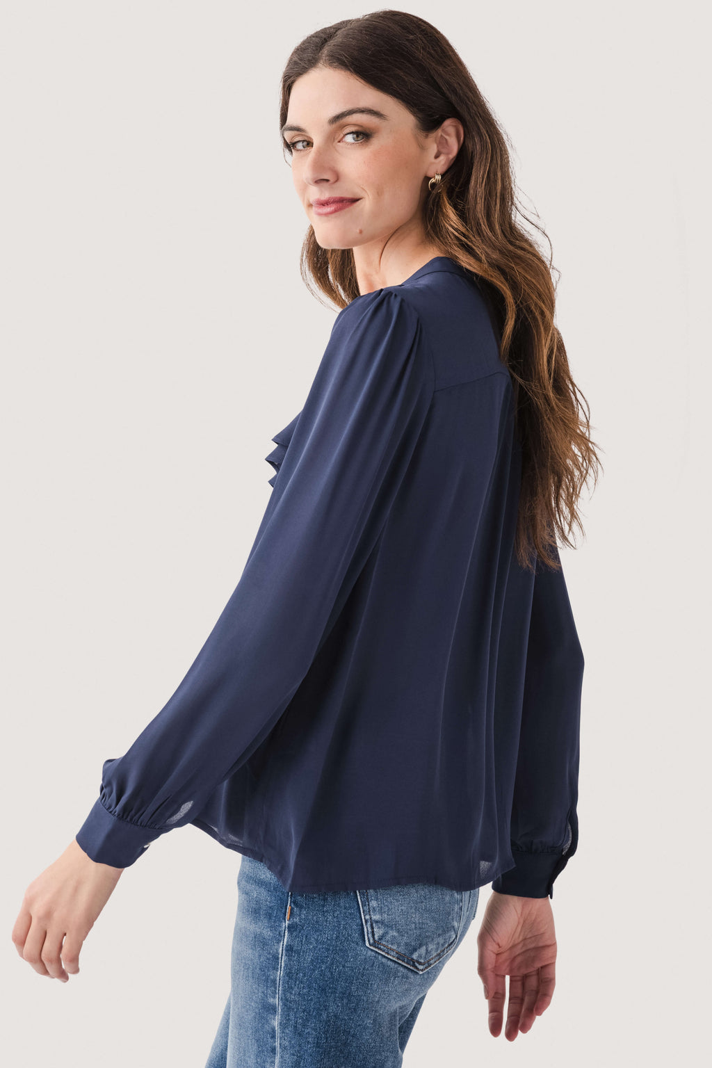 Molly Bracken Ruffle Neck Button Up Top