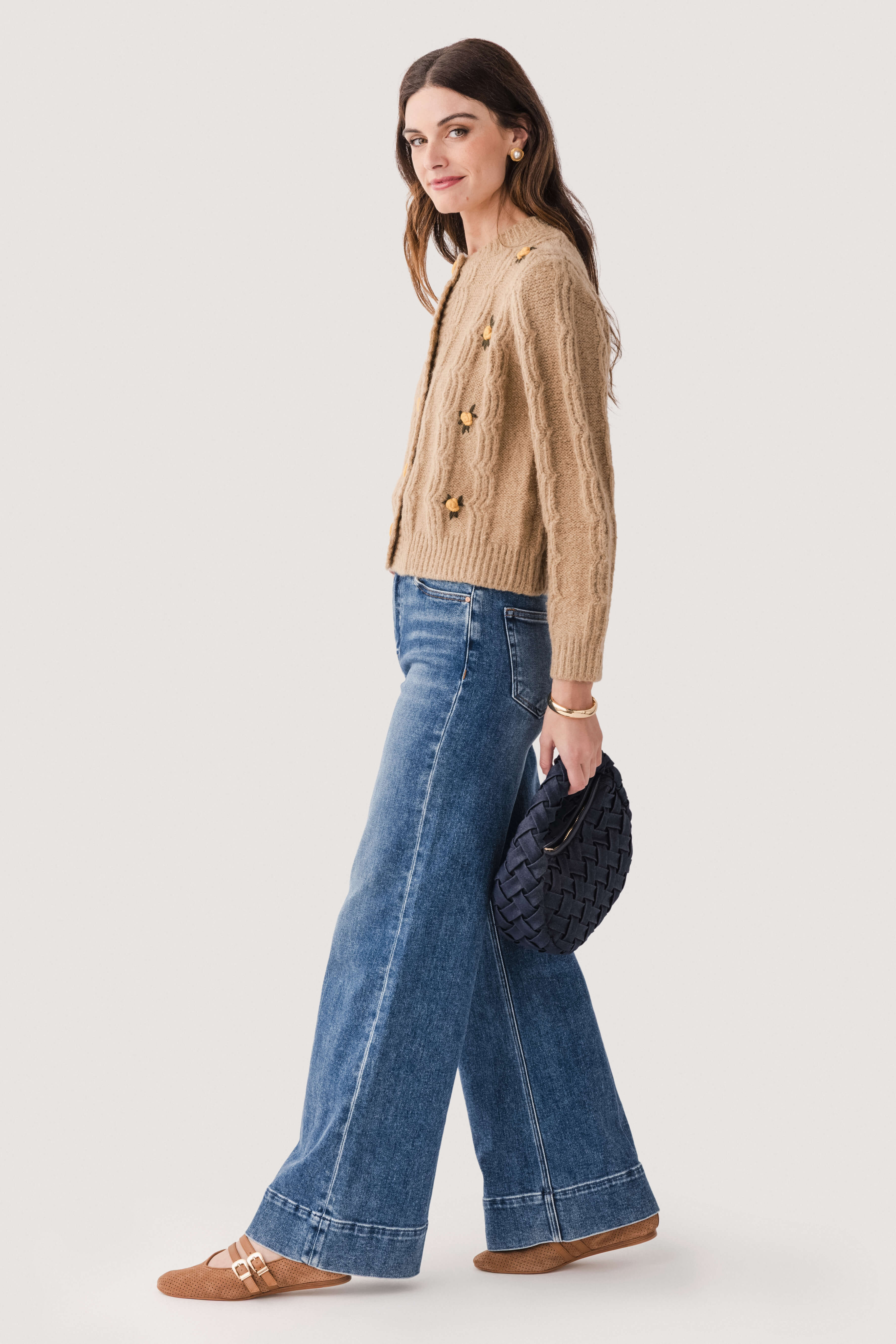 Raisonnel Embroidered Flower Cardigan