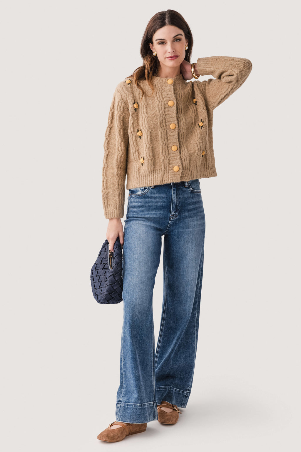 Raisonnel Embroidered Flower Cardigan