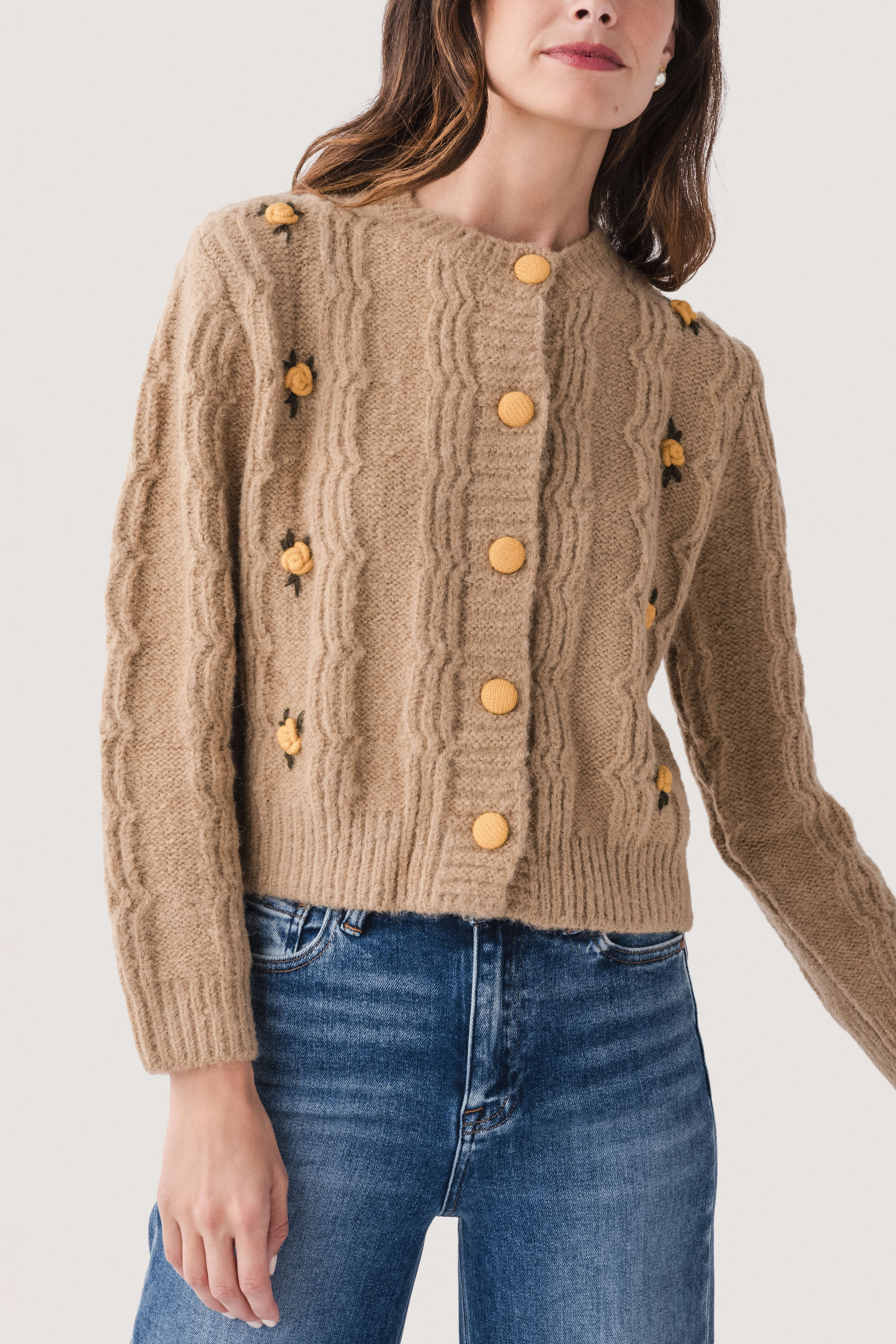 Raisonnel Embroidered Flower Cardigan