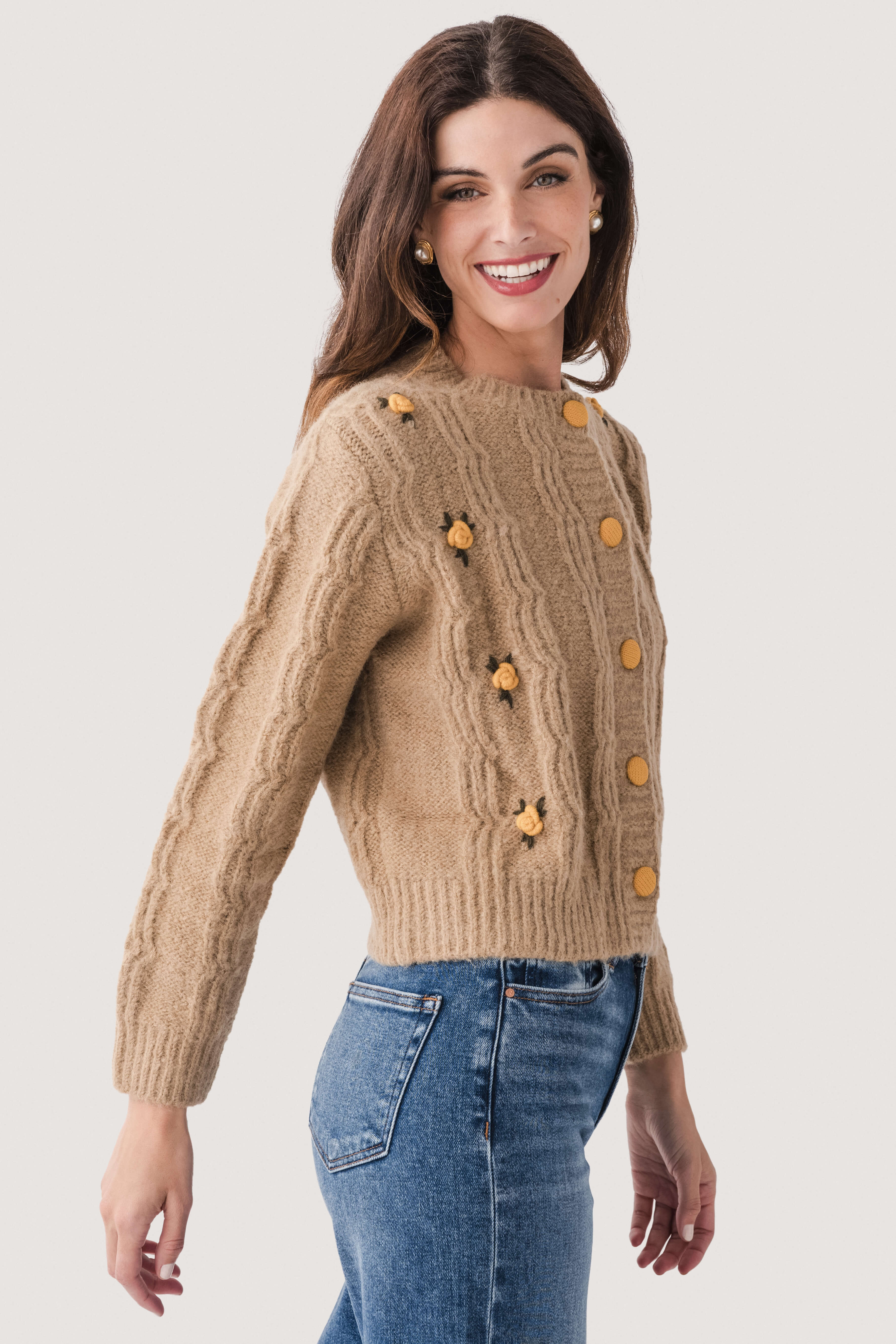 Raisonnel Embroidered Flower Cardigan