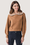 THML Contrast Lace Collar Sweater