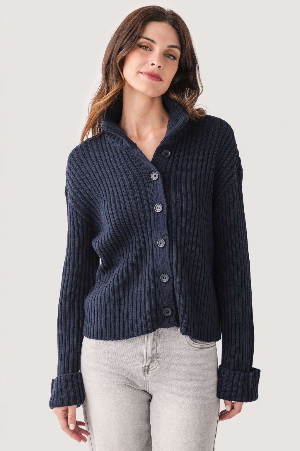 RD Style Long Sleeve Mockneck Cardigan