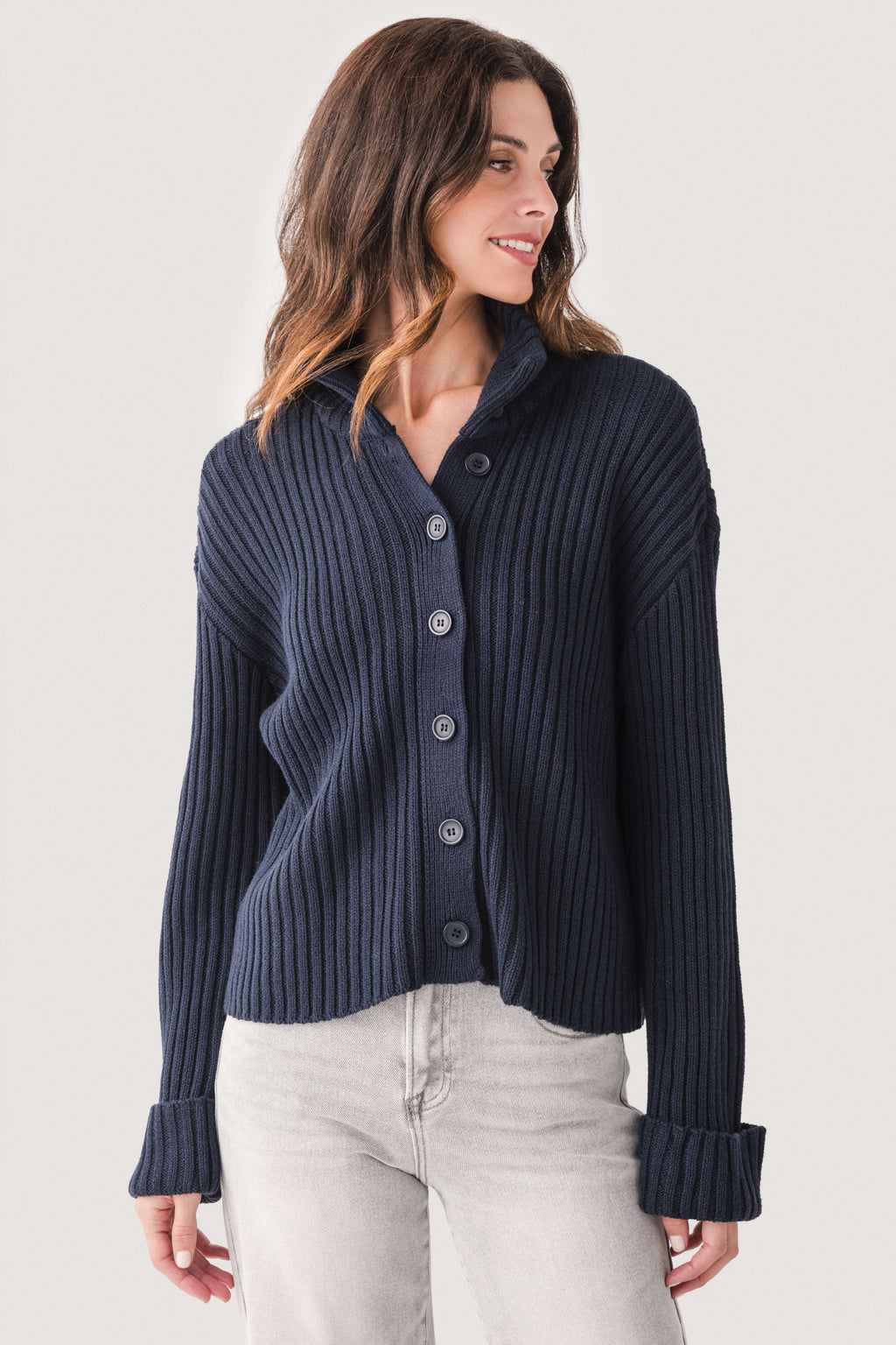 RD Style Long Sleeve Mockneck Cardigan