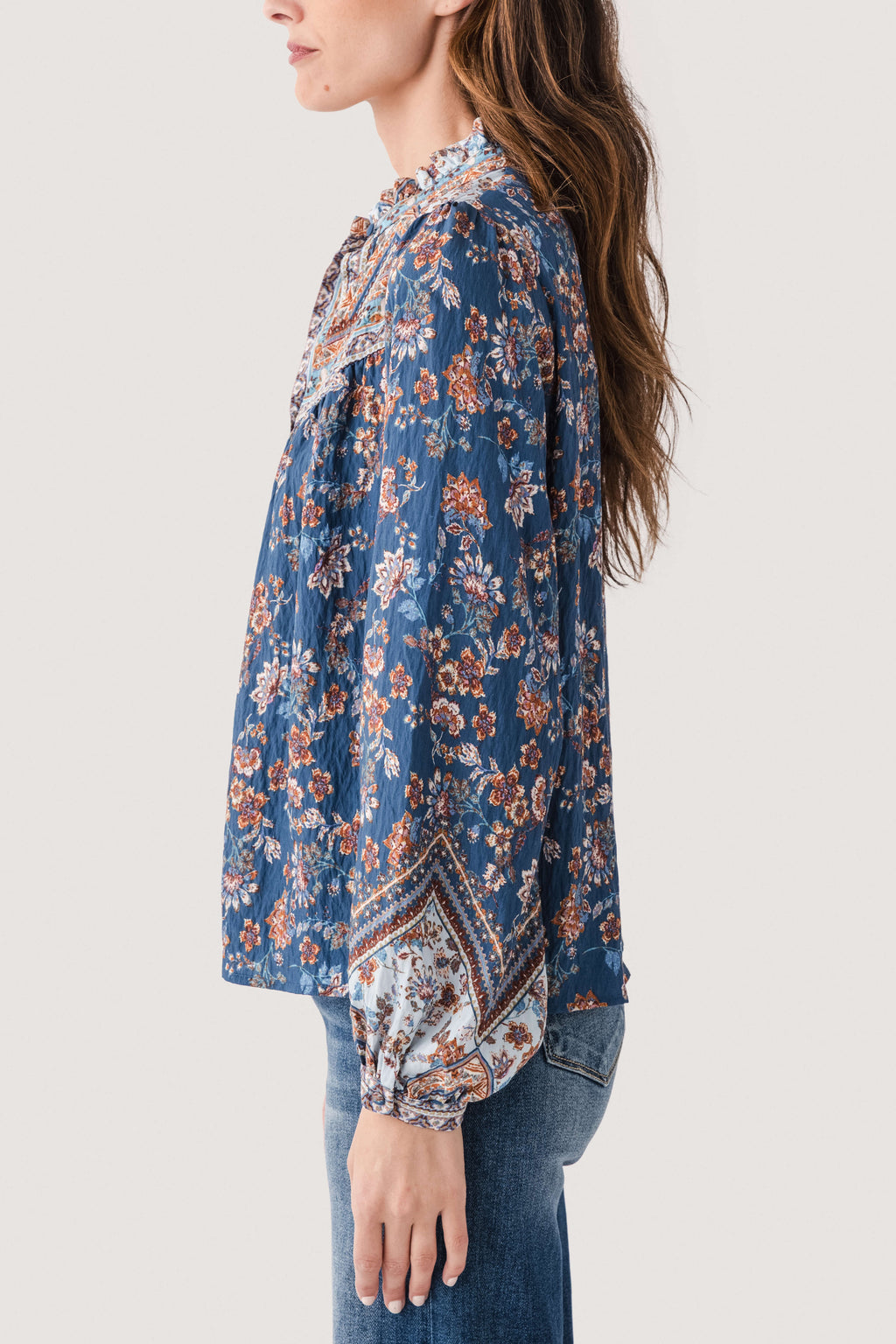 Fate Border Print Button Down Top