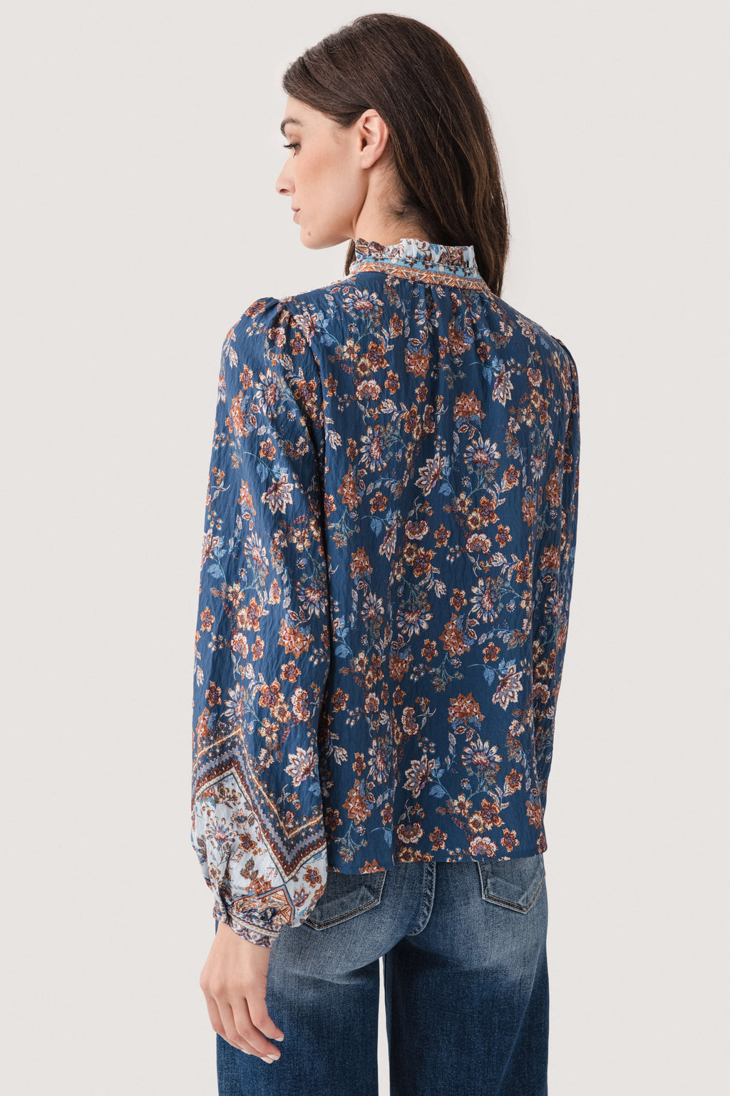 Fate Border Print Button Down Top