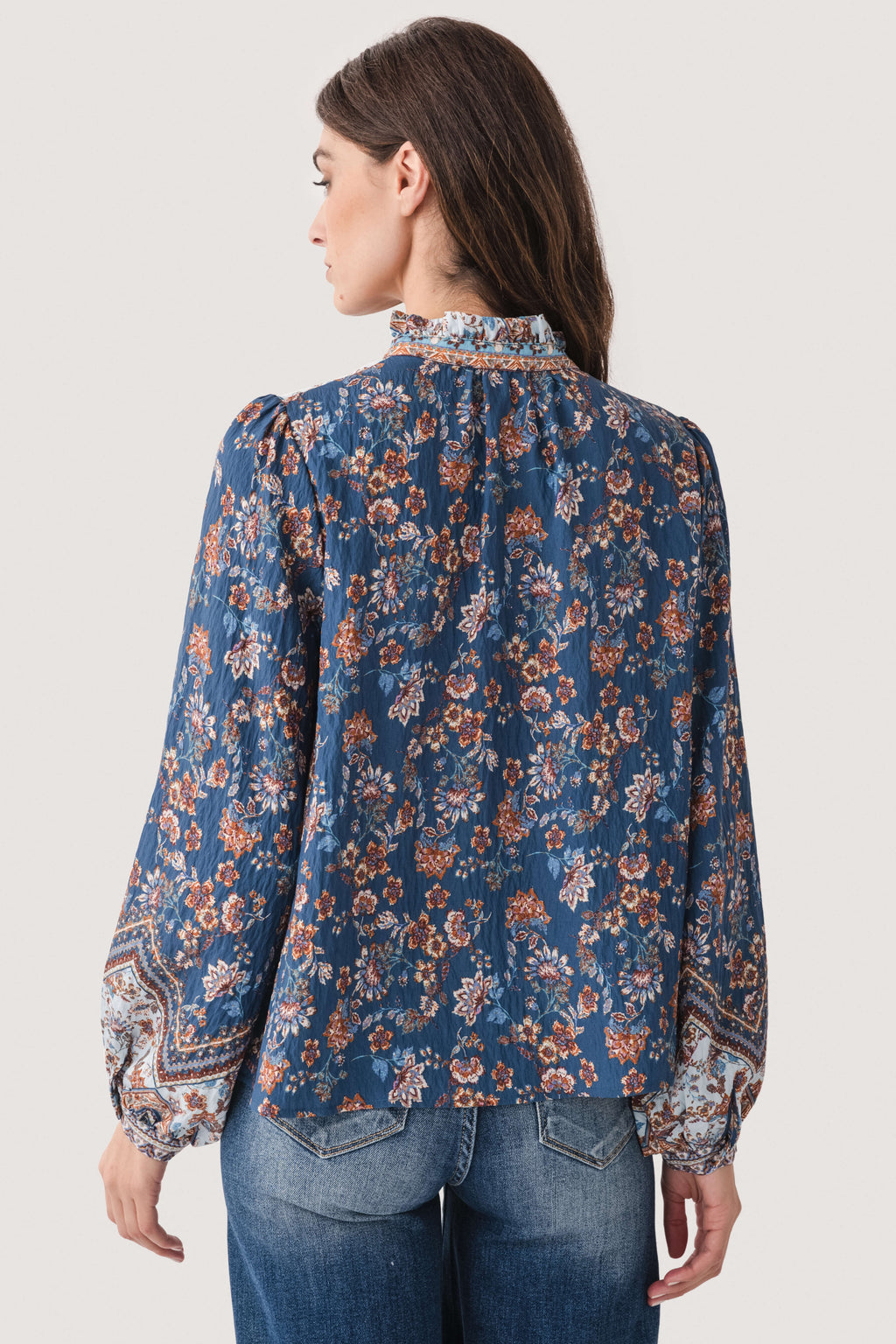 Fate Border Print Button Down Top